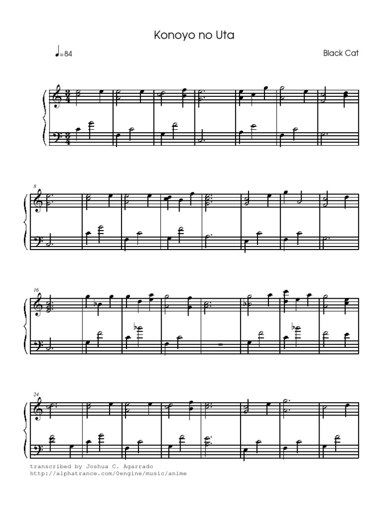 Black Cat Konoyo No Uta Piano Version