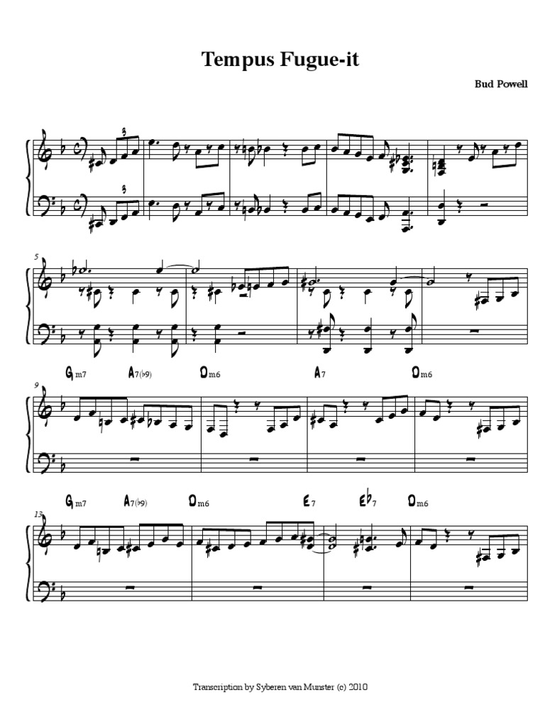 Bud Powell Transcription Pdf File