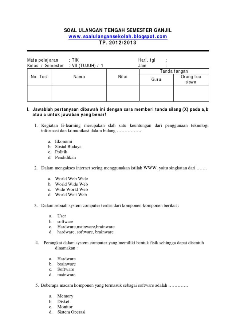 Soal Dan Jawaban Akses Internet Kelas 9 Semester Ganjil