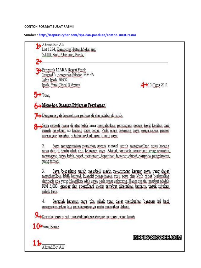 Contoh Format Surat Rasmi Pdf