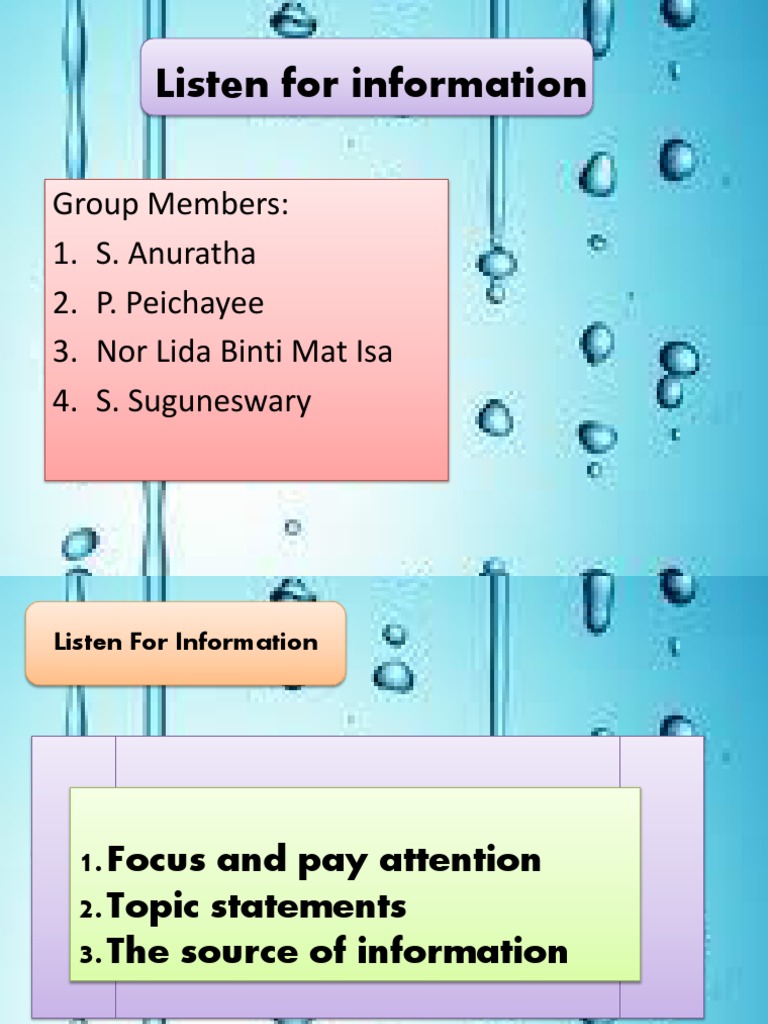 Effective Information Listening Skills | PDF