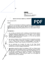 Admisión de Trámite de Demanda Inconstitucional de La Ley de Reforma Magisterial Presentada Por Yonhy Lescano