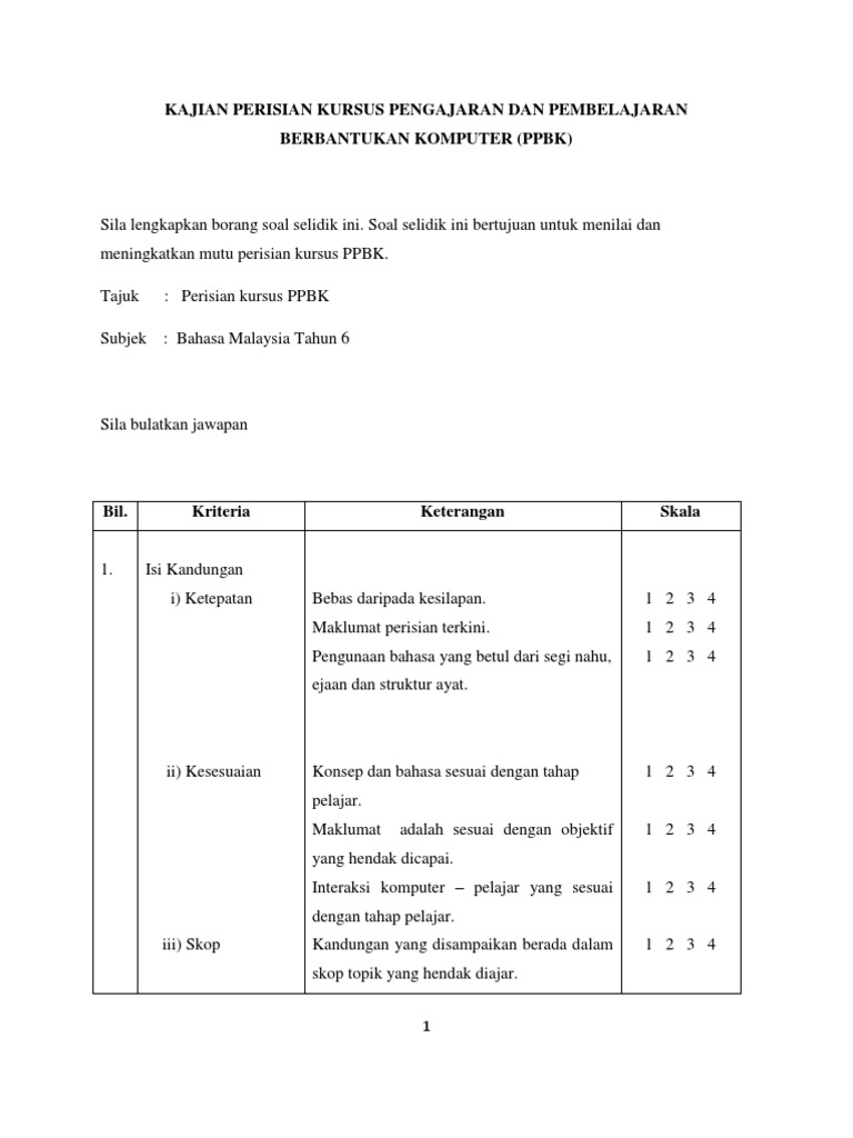 Contoh Borang Soal Selidik  PDF