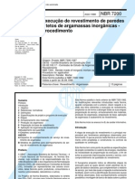 NBR 7200 - Execução de revestimento de paredes e tetos de argamassas inorgânicas - Procedimento(1)