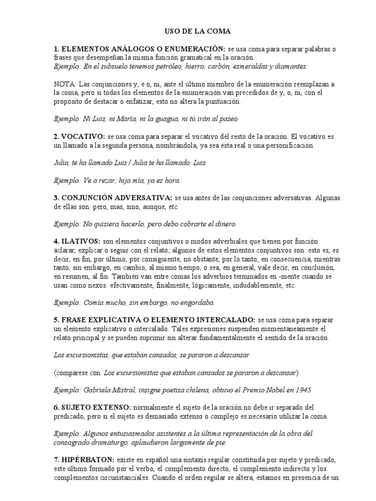 Ejercicios sobre el uso de la coma | PDF | Semiótica | Morfología ...