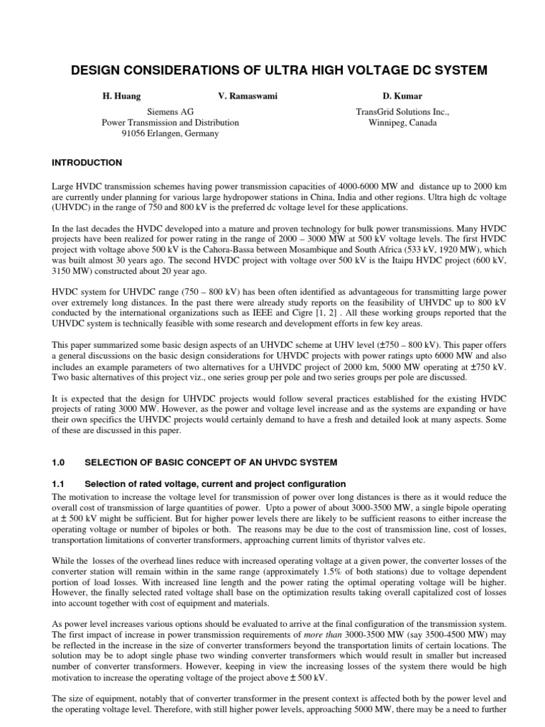 UHVDC System Design Considerations | PDF | High Voltage Direct Current ...
