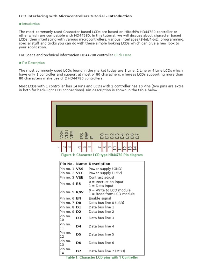 LCD Interfacing With Microcontrollers Circuit Diagram