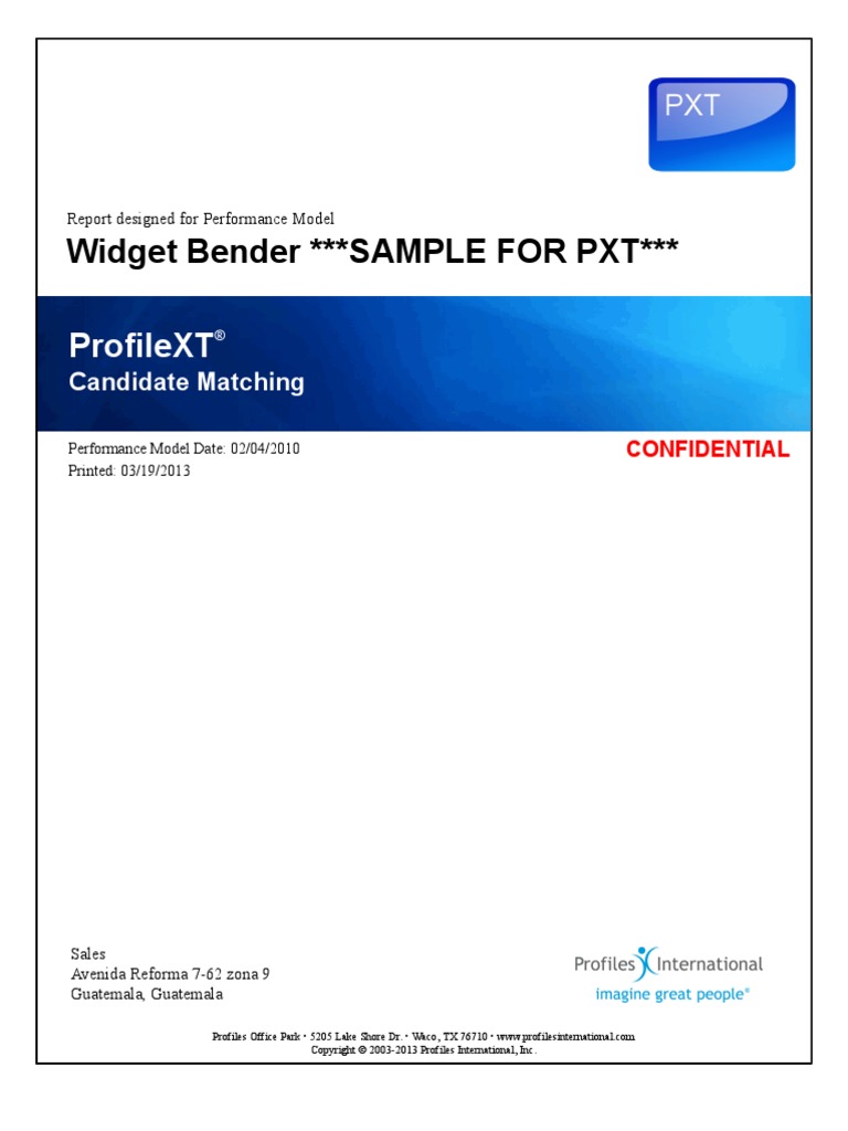 Widget Bender Sample For PXT Profilext PDF Attitude (Psychology