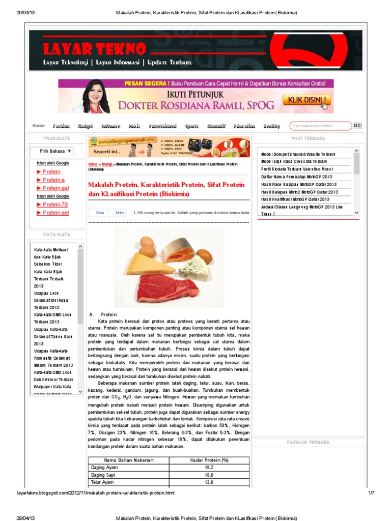 Makalah Protein Karakteristik Protein Sifat Protein Dan Makalah Protein Karakteristik Protein Sifat Protein Dan