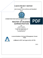 Master of Business Administration: A Research Project Report On