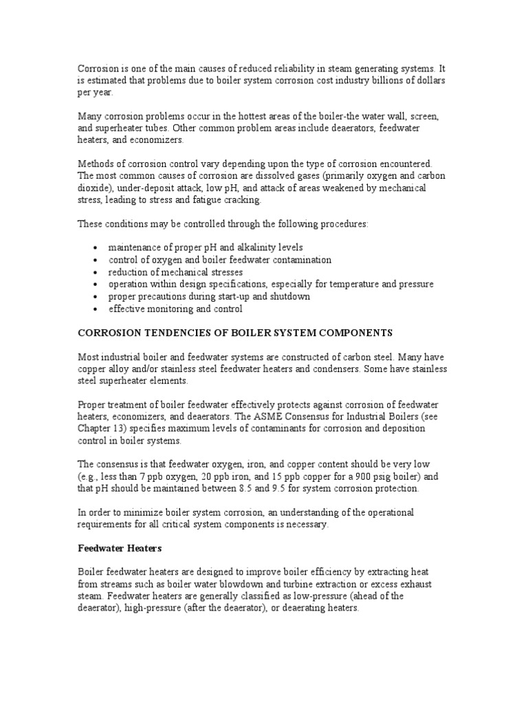 Corrosion Tendencies of Boiler System Components | PDF