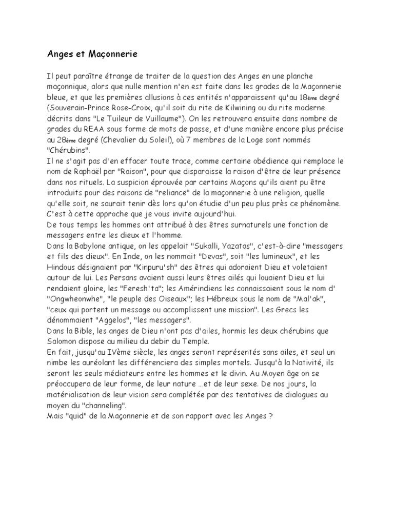 Rituel Saint Jean D Hiver Reaa Pdf Anges Et Maçonnerie | PDF | Ange | Franc-maçonnerie