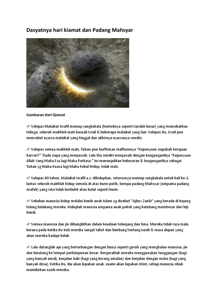 Dasyatnya Hari Kiamat Dan Padang Mahsyar