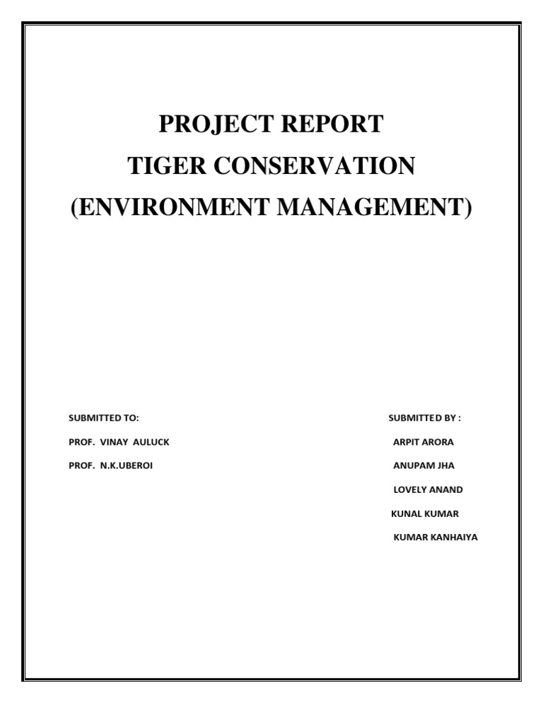 Tiger Conservation Project Report | PDF