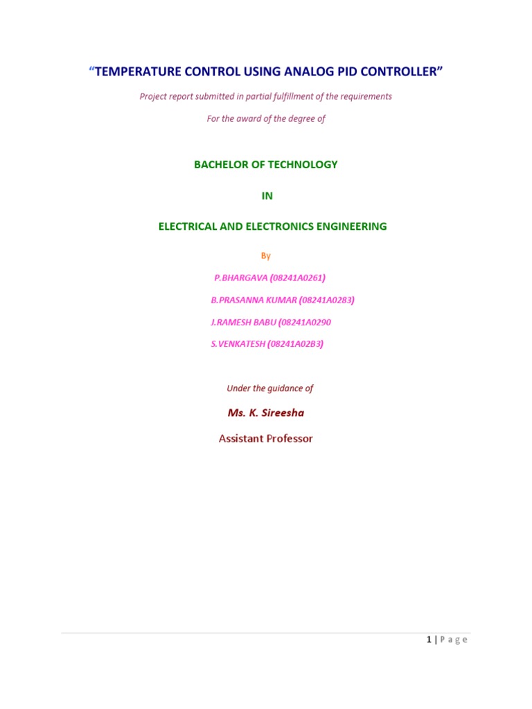 Temperature Control Using Analogp - I - Dcontroller | PDF | Control ...