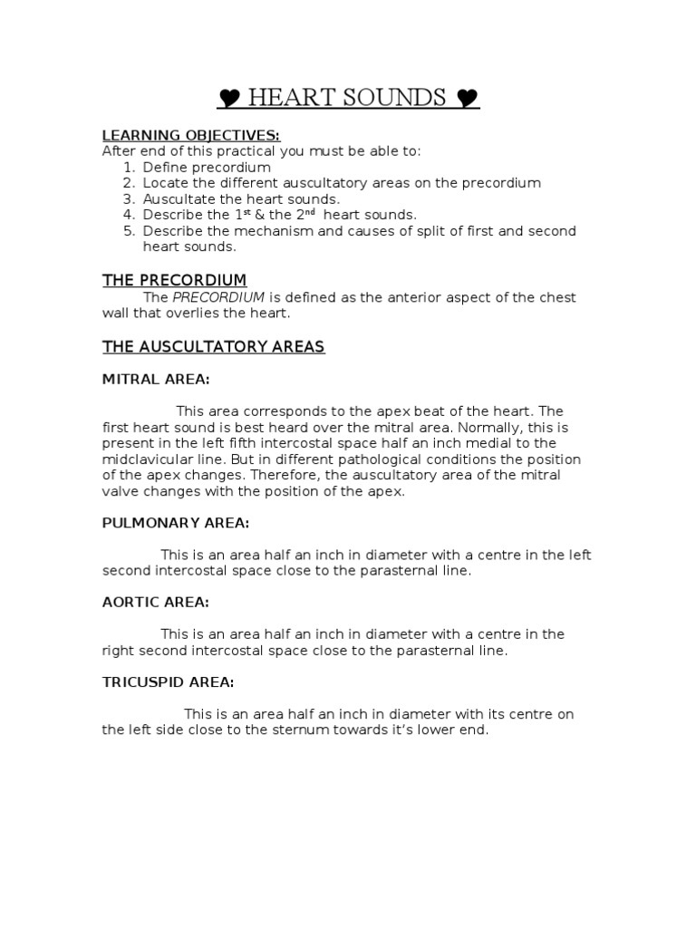 Heart Sounds - Practical | PDF | Heart Valve | Heart