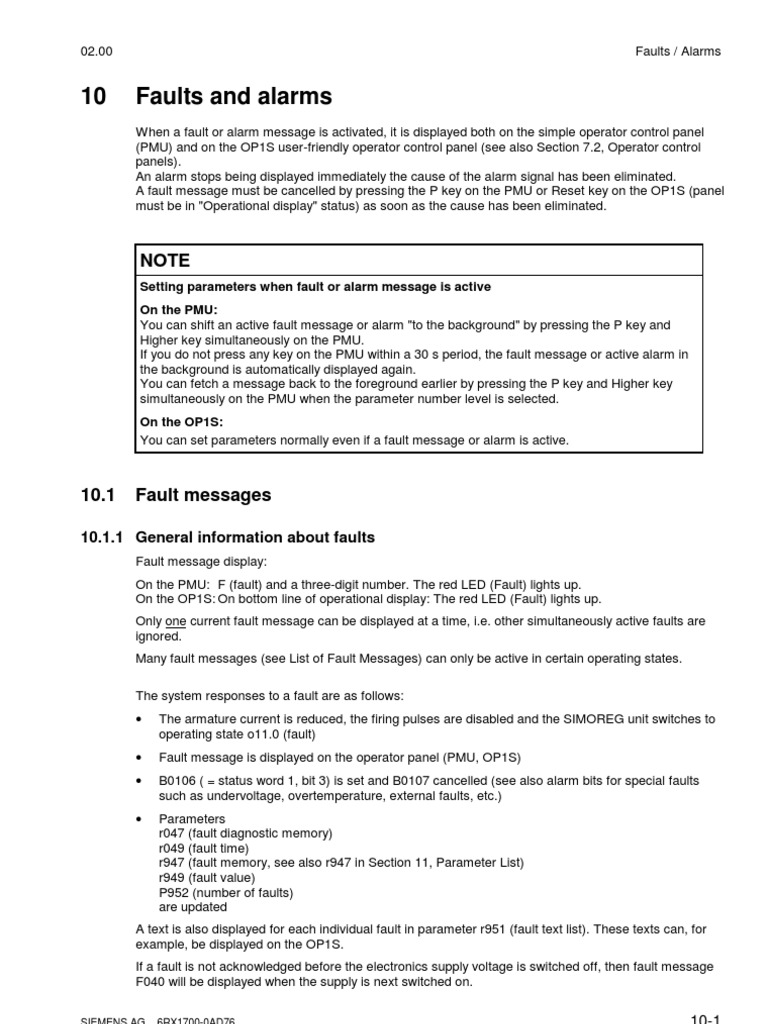 Simoreg DC Master - Diagnostic PDF | PDF | Rectifier | Fuse (Electrical)