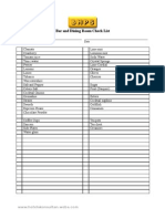 Bar and Dining Room Check List Template