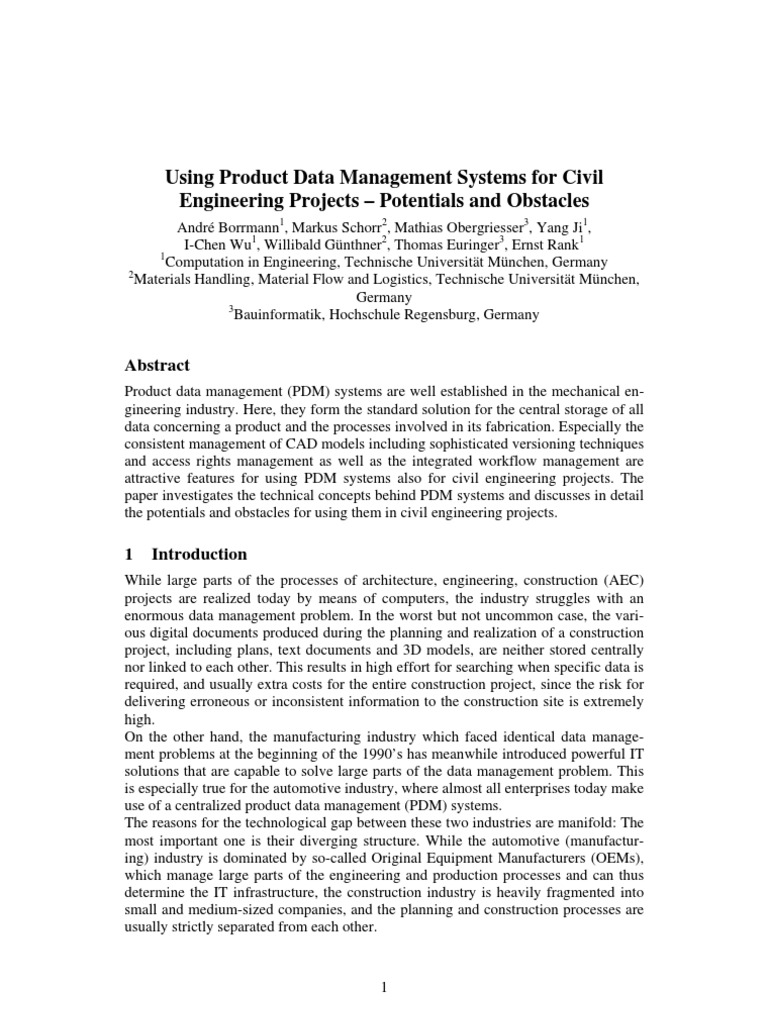 PDM Systems in Civil Engineering: Benefits & Challenges | PDF ...