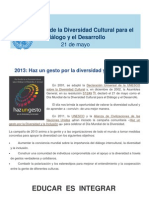 Día Mundial de La Diversidad Cultural para El Diálogo y El Desarrollo