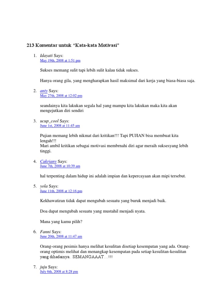 213 Komentar Untuk Kt Mtivasi 213 Komentar Untuk Kt Mtivasi