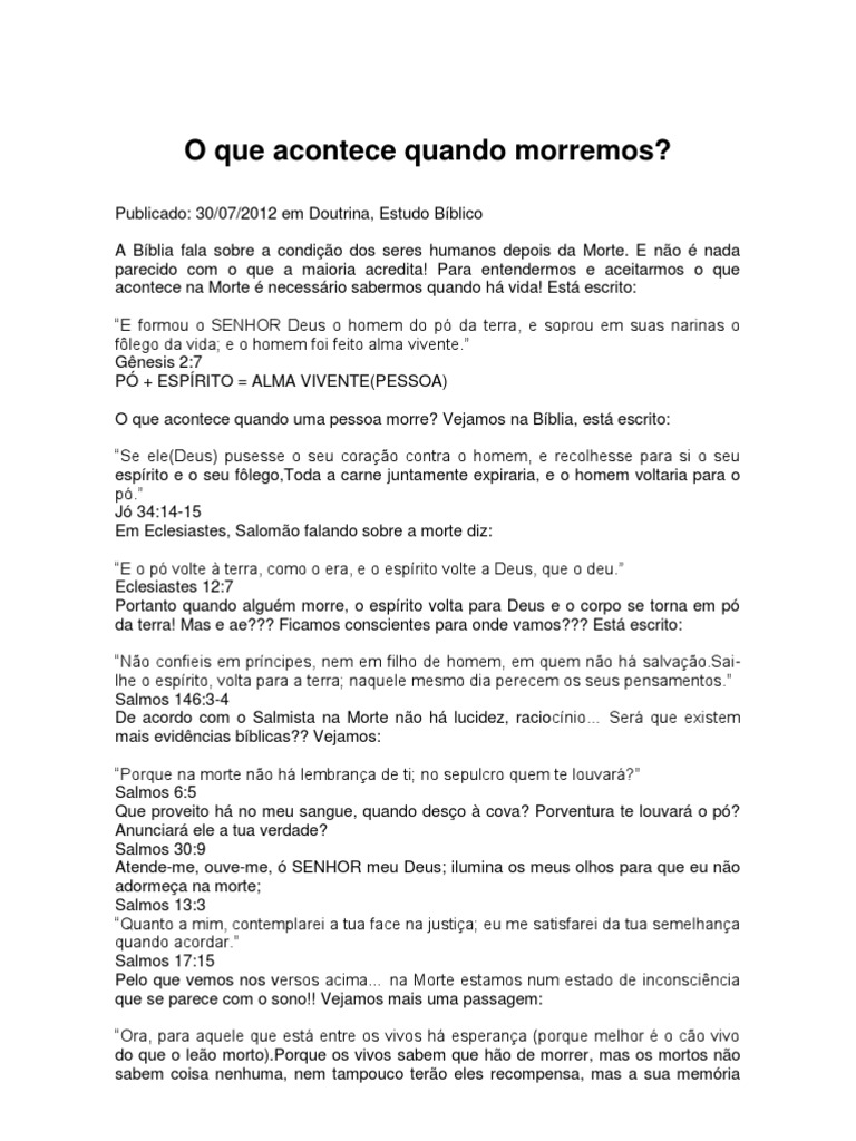 O Que Acontece Quando Morremos | PDF | Imortalidade | Jesus