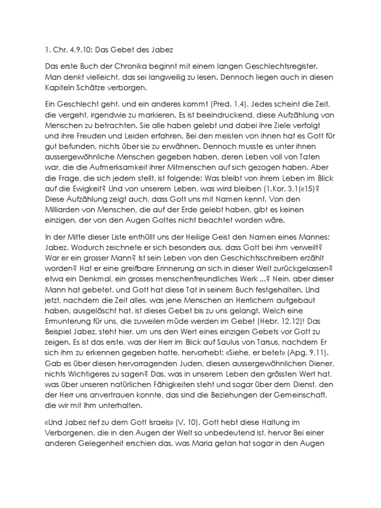 Das Gebet Des Jabez | PDF