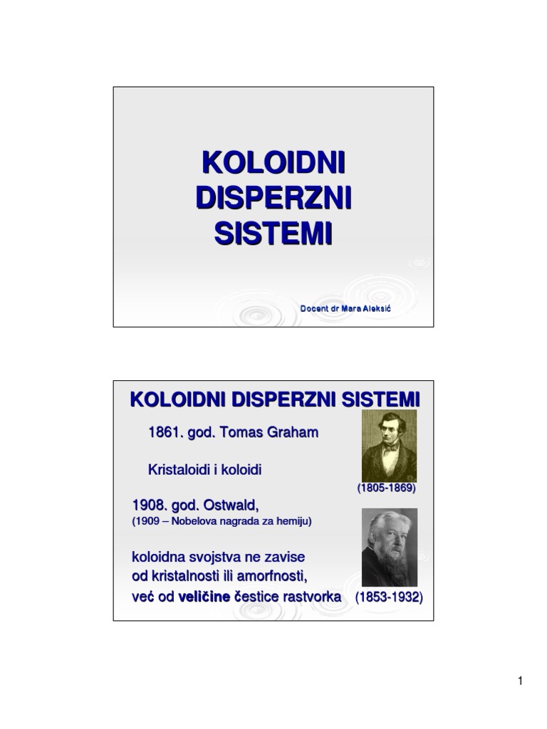 Koloidni Disperzni Sistemi I Deo | PDF