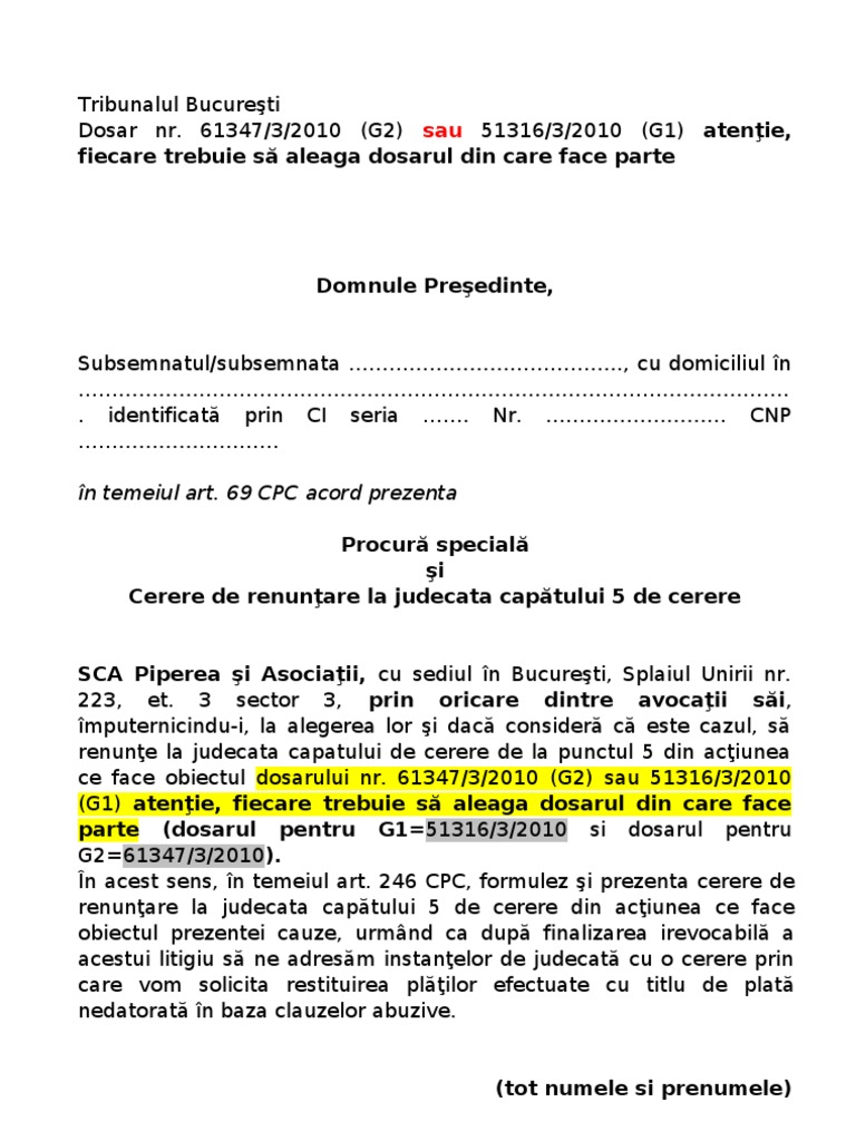 Model - Procura Speciala | PDF