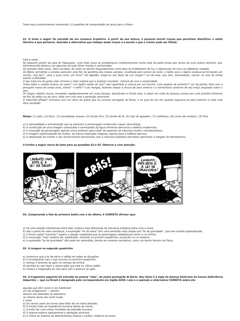 Enem O Texto Aponta Para Uma Discussão Antiga E Recorrente