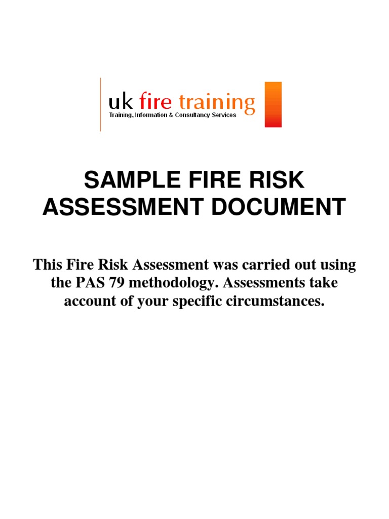 PAS 79 Sample Risk Assessment Risk Assessment Fire Safety