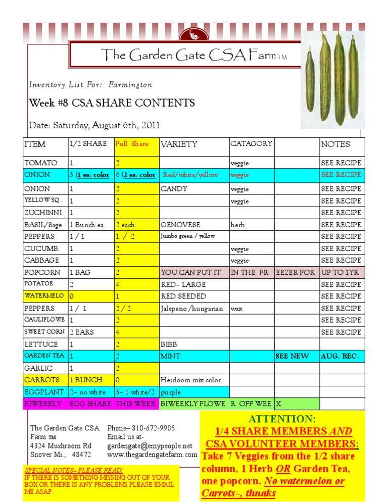 Csa wk8 Farmington Invsheet | PDF