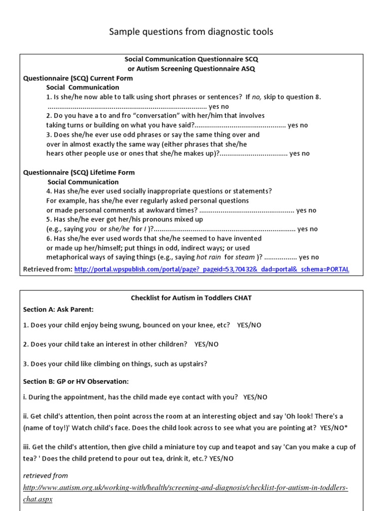 Autism Diagnostic Tools Overview | PDF | Imitation | Autism