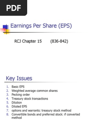 Earnings Per Share Eps Rcj Chapter 15 836 842