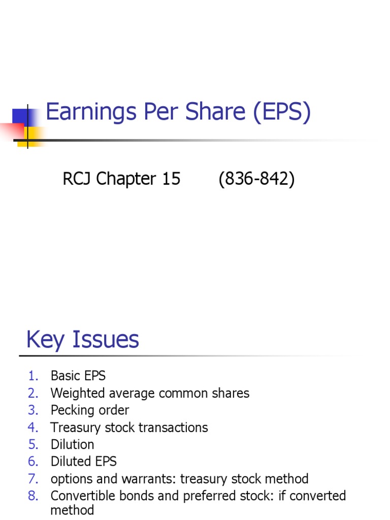 Earnings Per Share Eps Rcj Chapter 15 836 842