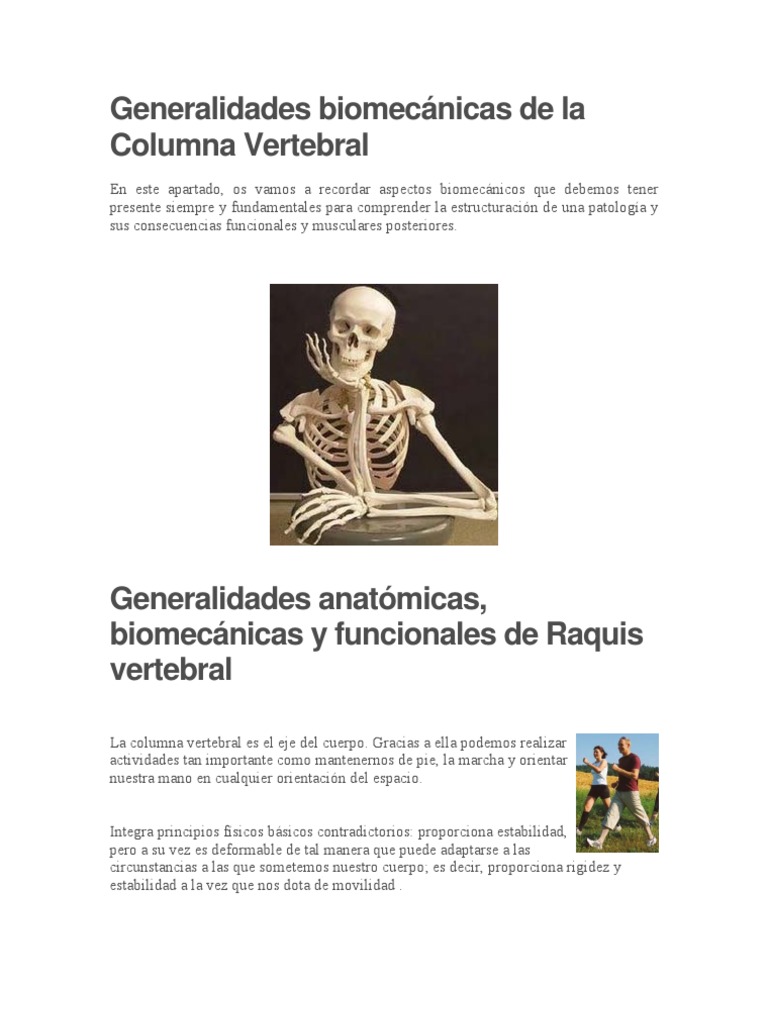 Biomecanica de La Columna Vertebral | PDF | Hombro | La columna vertebral