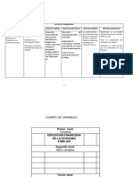 Matriz de Congruencia y Cuadro de Variables