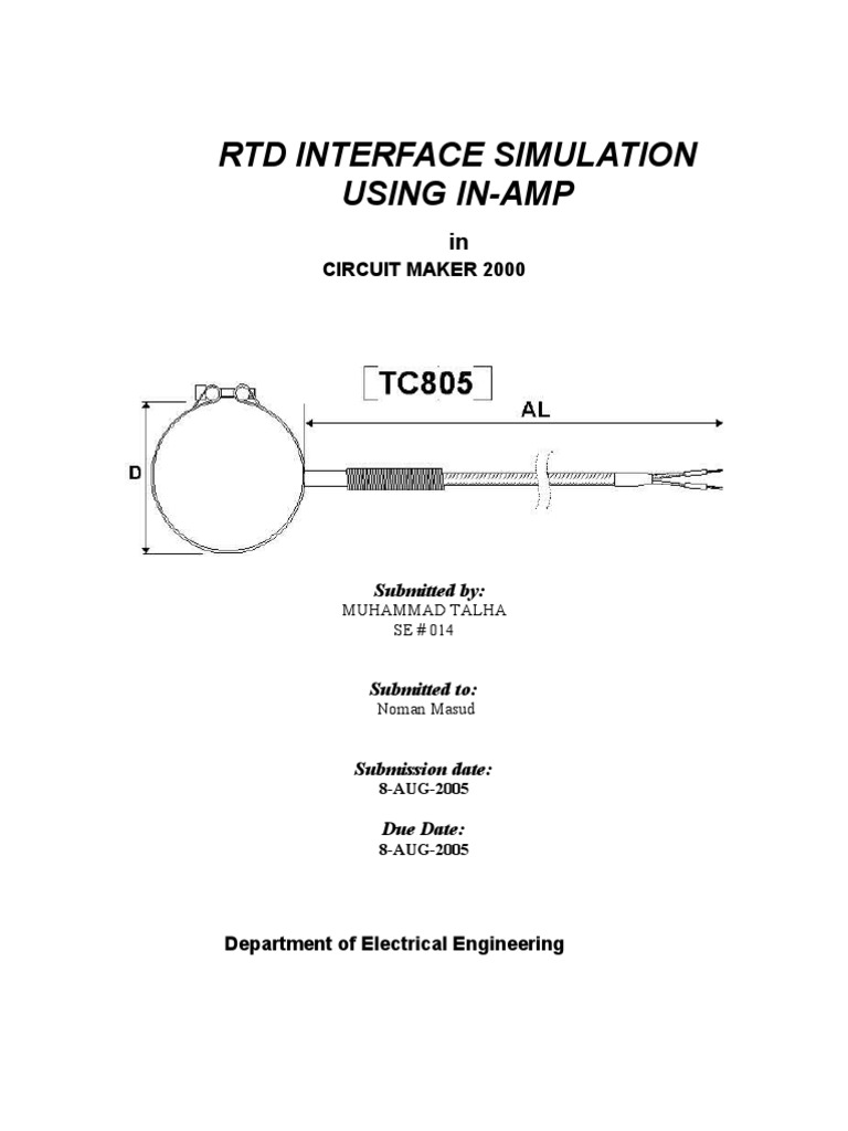 RTD Interface Simulation Using In-Amp: Circuit Maker 2000 | PDF ...