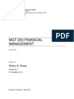 MGT 203 Financial Management: Rokov N. Zhasa