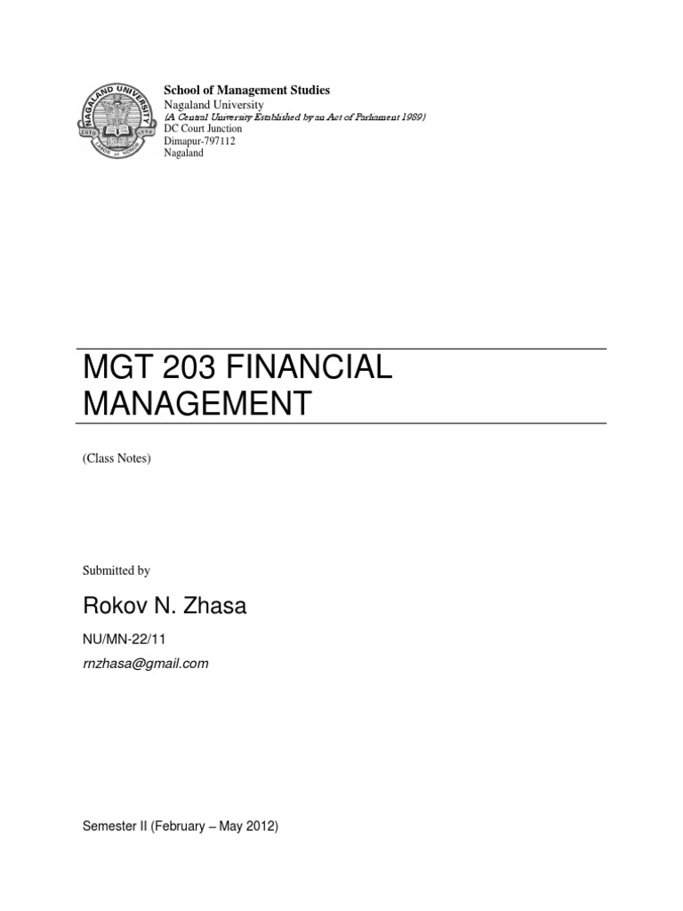 Financial Management Class Notes | PDF | Profit (Accounting) | Capitalism