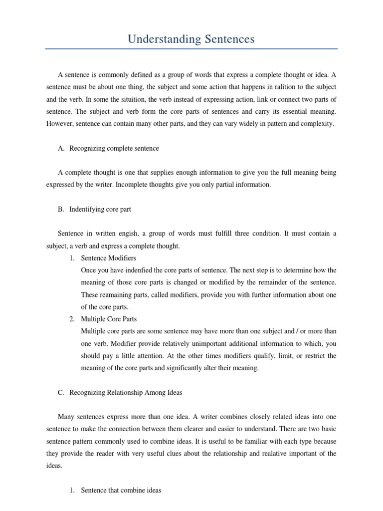 Complete vs Incomplete Thoughts in Sentences | PDF | Comma | Punctuation