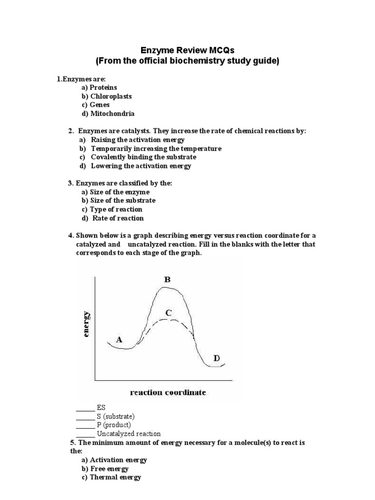 Bio Mcqs PDF Enzyme Inhibitor Active Site