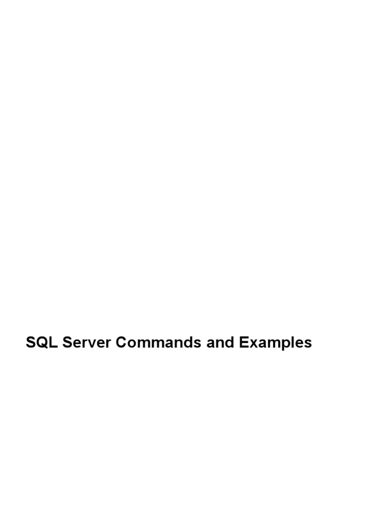 Basic Commands in SQL Server | PDF