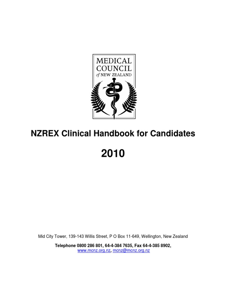 NZREX Clinical Handbook For Candidates 201 New Zealand PDF