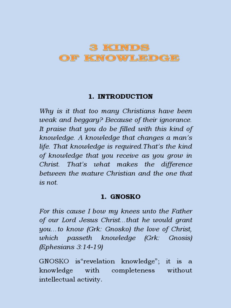 Three Kinds of Knowledge Revelation Gnosis