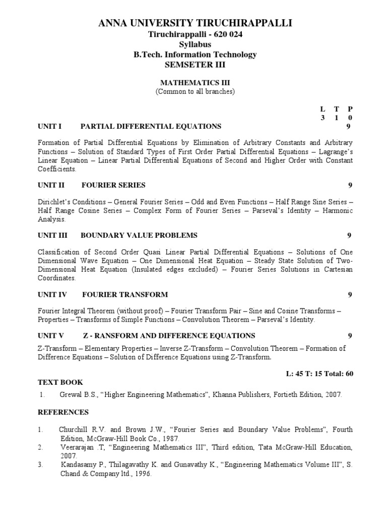 Anna University Tiruchirappalli: Tiruchirappalli - 620 024 Syllabus B ...