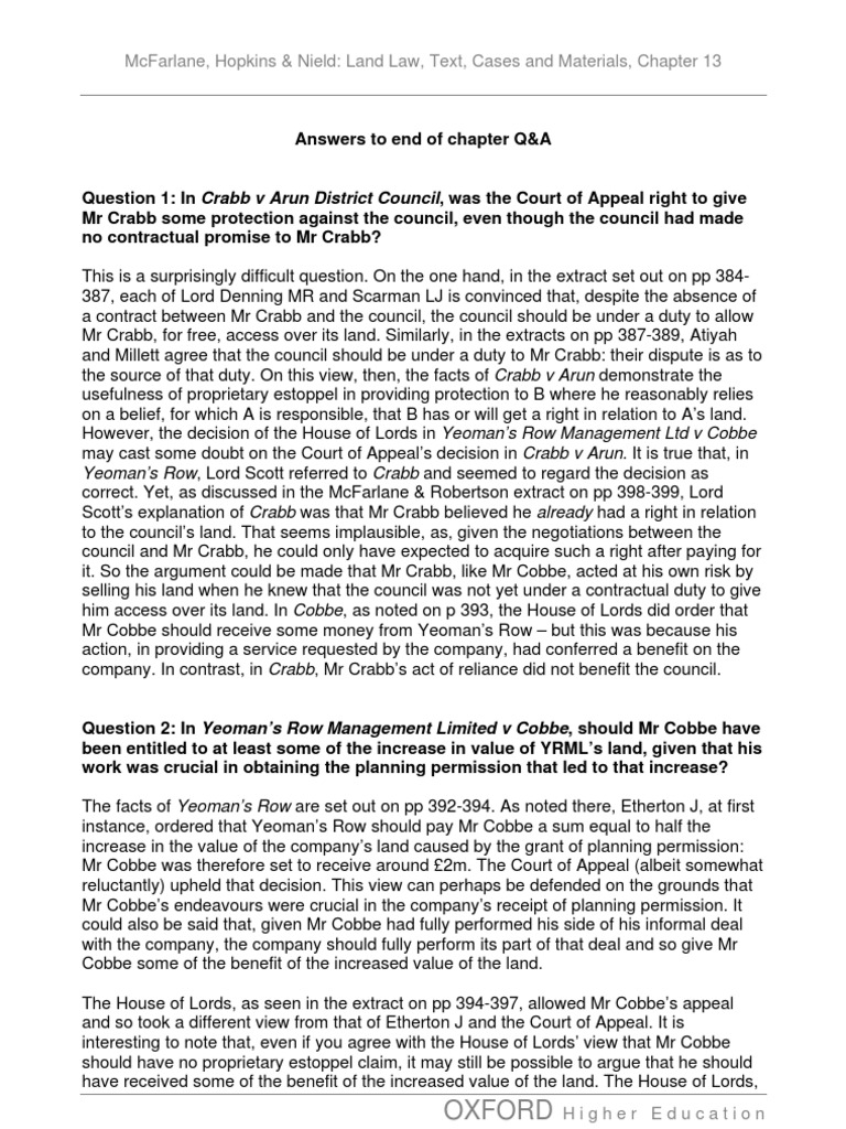 Mcfarlane, Hopkins & Nield Land Law, Text, Cases and Materials, Chapter 13 PDF Estoppel