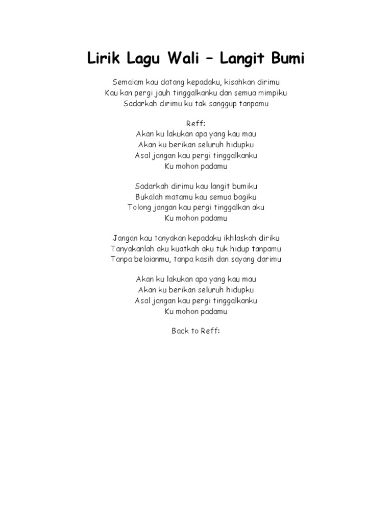 Lirik Lagu Wali Pdf