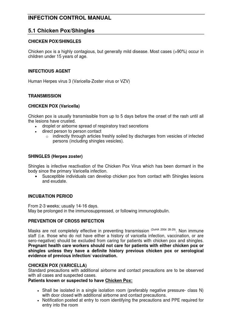 Infection Control - Chicken Pox | Infection | Public Health
