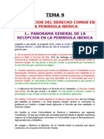 Tema 09 - La Recepcion Del Derecho Comun en La Peninsula Iberica.